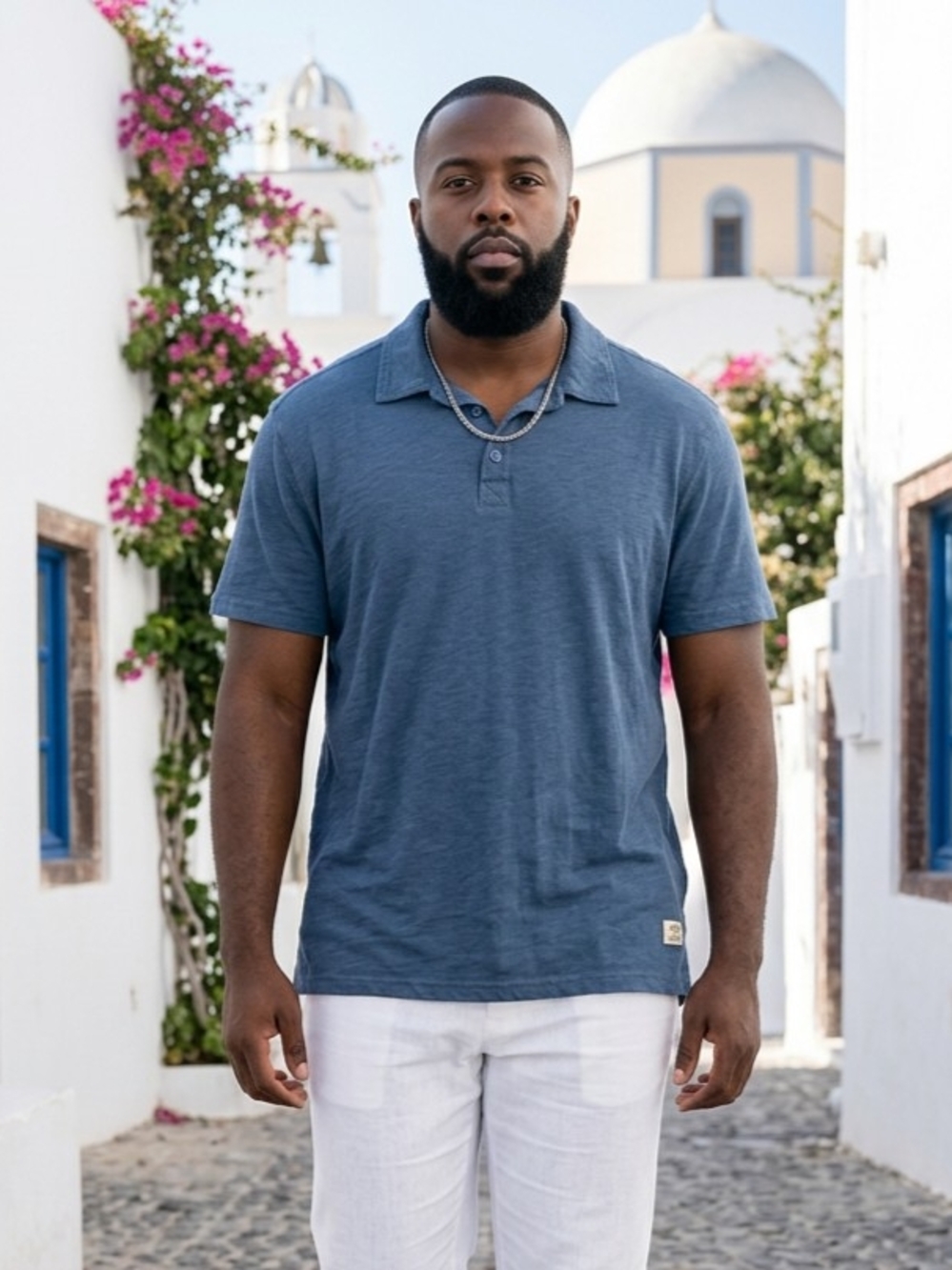 Frye and Co. Men's Blue Casual Blue Polo Shirt Cotton Blend GUC